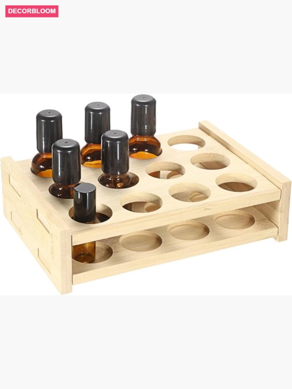 Bamboo Essential Oil Storage Rack 12 Slots Display Stand